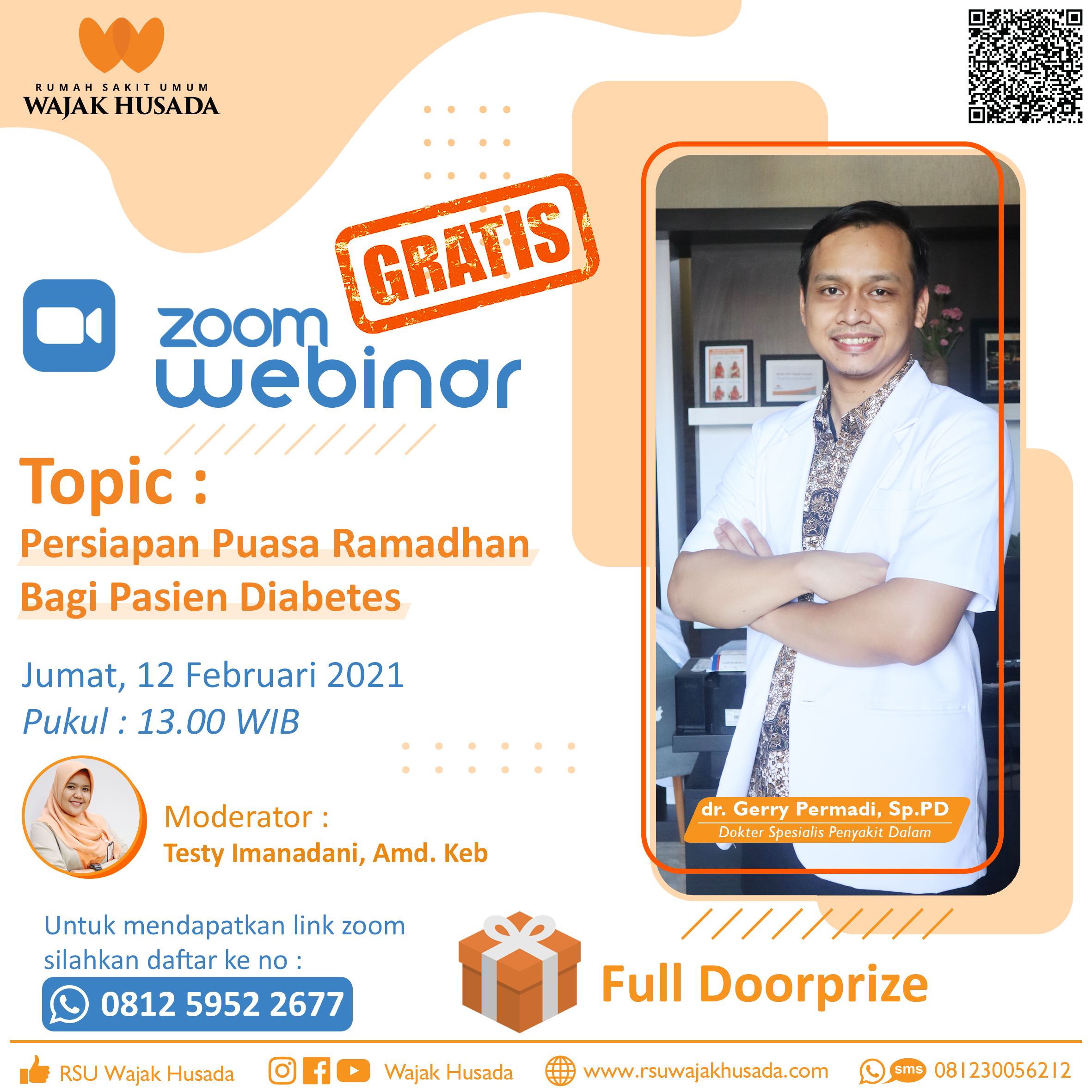Zoom Webinar bersama dr. Gerry Permadi, Sp.PD tema : Persiapan Puasa Ramadhan bagi Pasien Diabetes